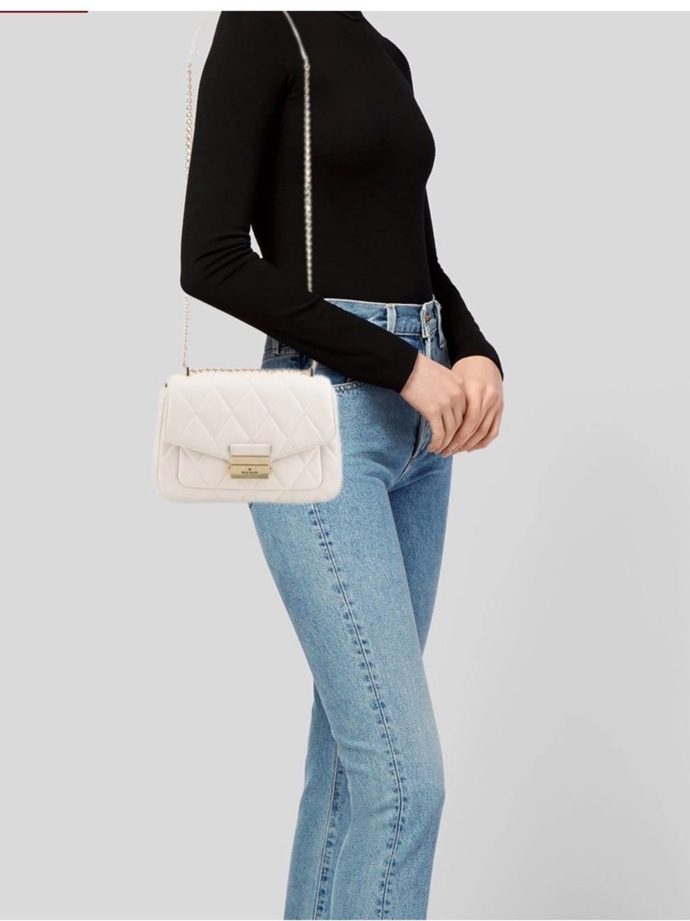 kate spade Quilted White Crossbody Bag with Gold Hardware